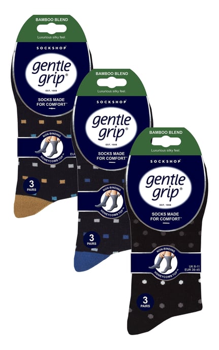 9 Pack Mens Bamboo Socks | Gentle Grip | Extra Wide Loose Top Non Elastic Socks - SOMRM091011 - Image 2
