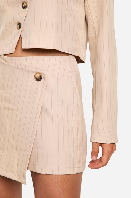 Pinstripe Wrap Front Tailored Skort