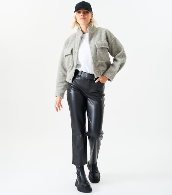 Boucle Wool Elasticated Waist Cropped Jacket