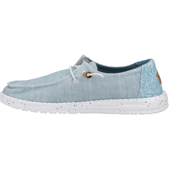 HEYDUDE Wendy Heathered Slub Tropical Linen/Lyocell/Cotton Women's Blue Loafers - Image 4