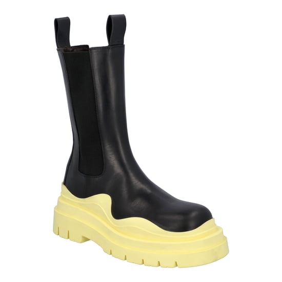 Bottega Veneta Women Tire Chelsea Boots in Black Lemonade Calfskin - Image 1