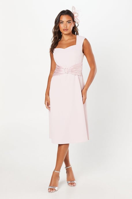 Sweetheart Satin Buckle Midi Dress - Image 1