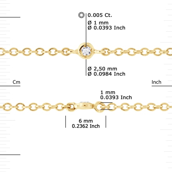 DIADEMA - Bracelet - Yellow Gold - 5 Diamonds - White