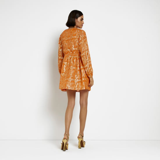River Island Womens Smock Mini Dress Orange Shimmer