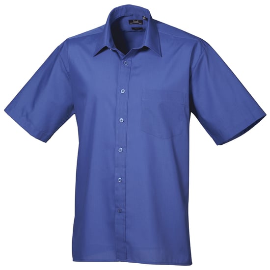 Premier Heren Korte Mouw Formele Poplin Gewoon Werk Shirt (Koninklijk) - Image 1