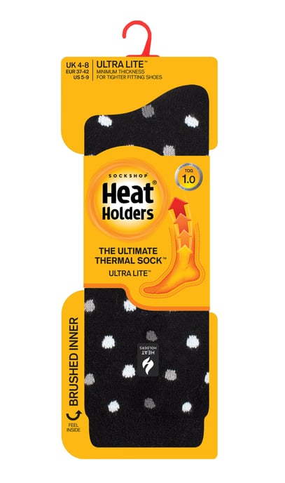 Heat Holders - Ladies Ultra Lite Thermal Brushed Inner Yarn Design Socks - Black/ Tonal (Nicosia) - Image 2