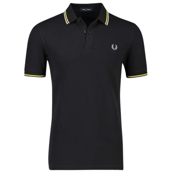 Fred Perry Yellow Twin Tipped Collar Black Polo Shirt - Image 1