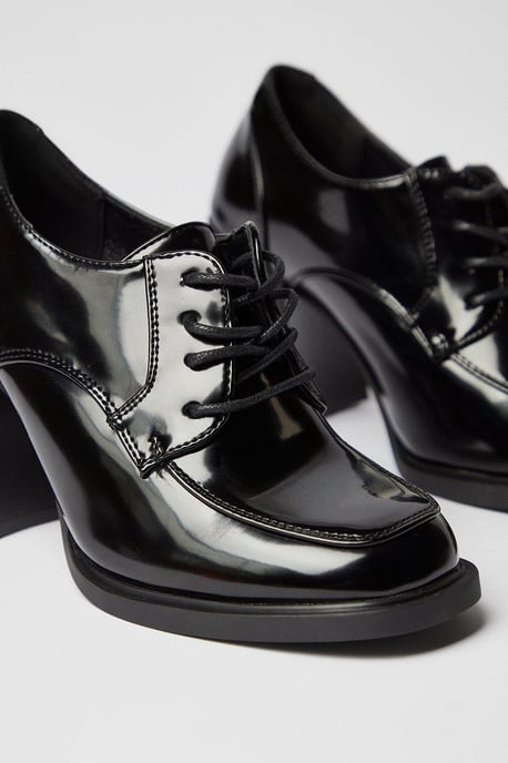 Dante Lace Up High Block Heel Loafers
