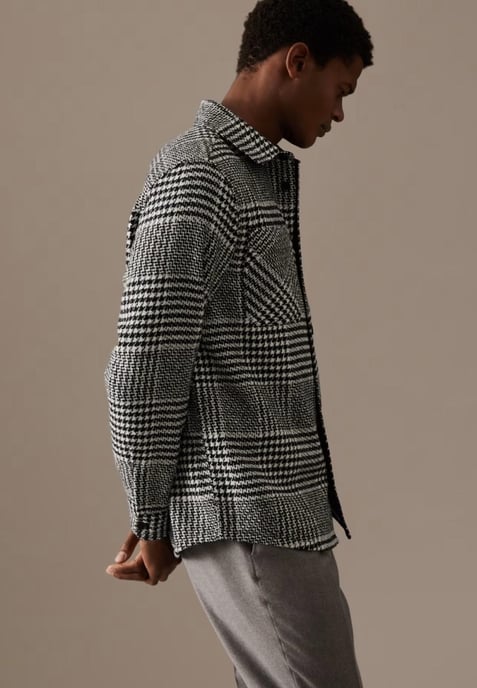 Autograph Mens Wool Blend Overshirt Black/White Check - Image 3