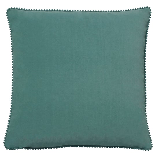 furn. Cosmo Square Velvet Pom-Pom Trimmed Cushion Cover - Image 1