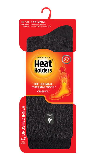 Heat Holders - Extra tjocka termosockor för herrar på vintern | Varma fluffiga fleeceisolerade sockor | Gåvor till män - Kol / mellangrå häl och tå (Berlin) - Image 2