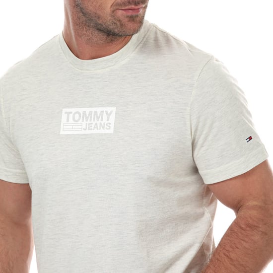 Men's Tommy Hilfiger Tonal Box Logo T-Shirt in White marl