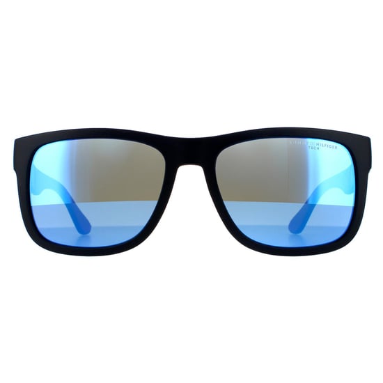 Tommy Hilfiger Rectangle Mens Matte Blue Blue Mirror Solglasögon - Image 1