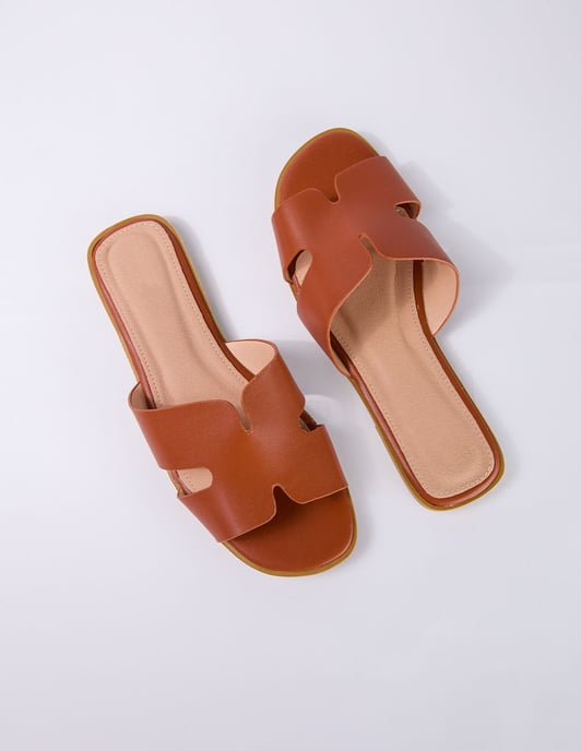 Textured Cross Front Flat Sandal