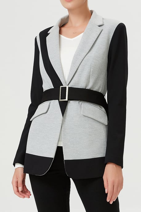 Färgblockad blazer i jersey - Image 2