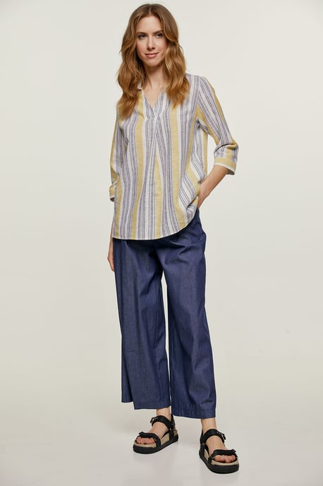 Striped Linen Style Top with Pockets