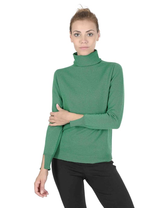 Crown Of Edinburgh Cashmere Womens Turtleneck Sweater Coe 0023 Green