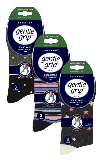 9 Pack Bamboo Socks Ladies | Gentle Grip | Extra Wide Soft Top Non Elastic Socks - Multicolour - Image 2