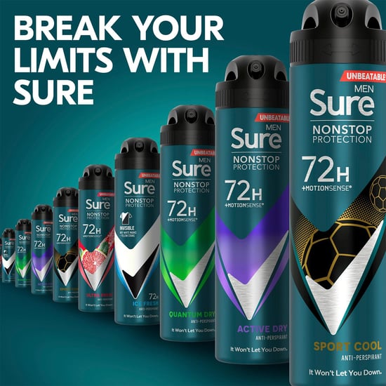 Sure Men Nonstop Protection 72H Anti-Perspirant Deodorant Sport Cool 150ml, 6pk