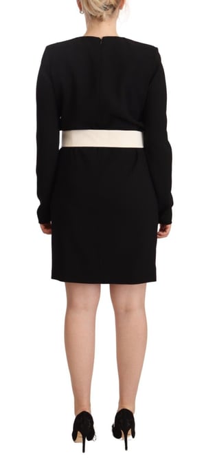 Givenchy vrouwen zwart wollen jurk met lange mouwen en riemen, mini mantelpakje - Image 3