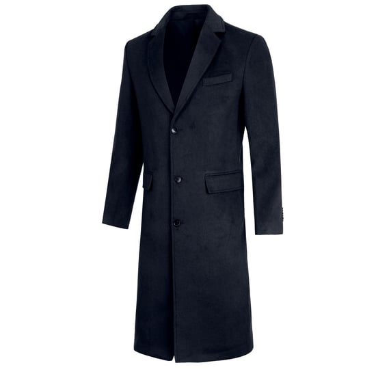 Knälång vinterullrock för män Slim Fit Turn-Down Collar Business Coats Blå - Image 2