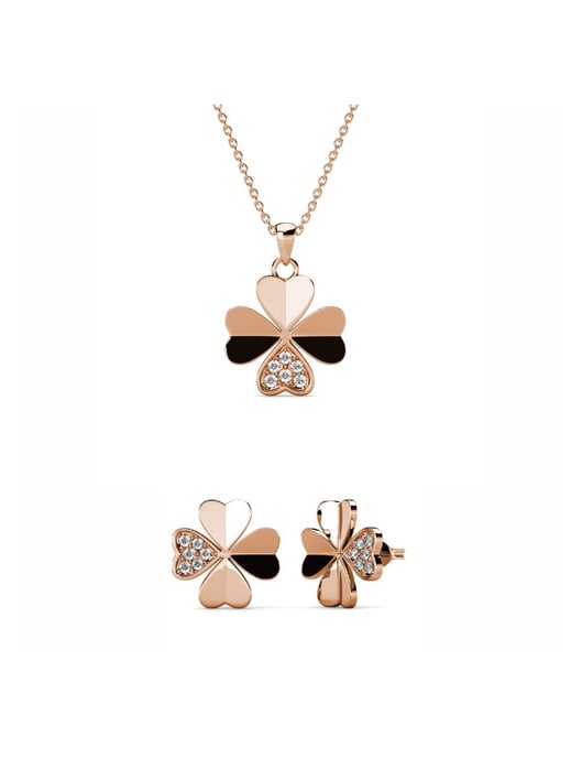 Clover Petal Set and Box - Rose Gold and Crystal - Image 1