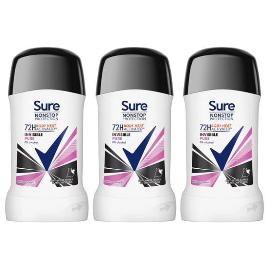 Sure Women Invisible Pure Antiperspirant Stick 72H Nonstop Protection, 3x50ml