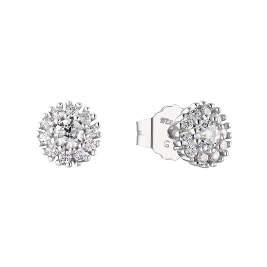 Amor ear studs for ladies, 925 Sterling silver, zirconia synth., glass - Image 1