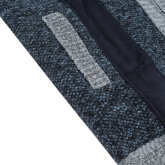 Men's Cardigan with Zip Stand-Up Collar Cardigan Chunky Knit Lined Jumper for Winter Blue