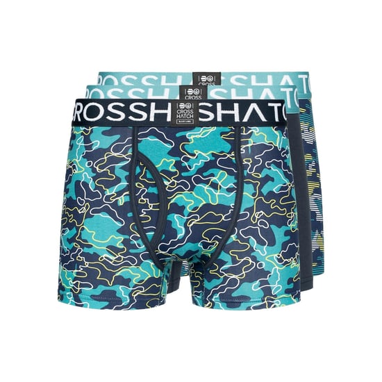 Crosshatch Heren Linamo MVE Open Fly Boxershorts (Set van 3) (Teal) - Image 1