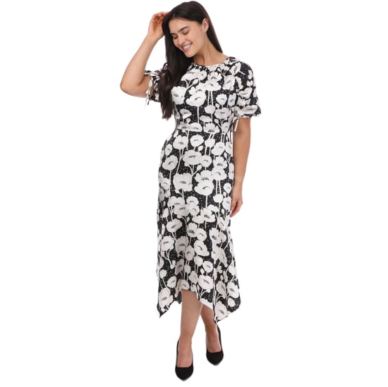 Women's Ted Baker Abriee Puff Sleeve Midi Dress in Black