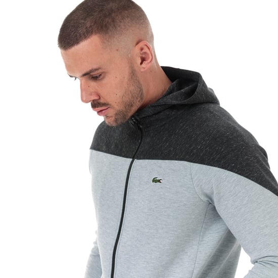 Men's Lacoste Colourblack Two Ply Zull Zip Hoody in Grey - Image 6