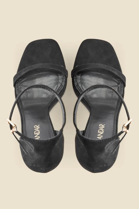 Black Square Toe Barely There Sandals