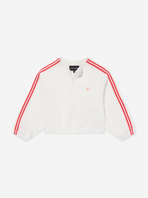Emporio Armani Girls Logo Zip Up Top in White