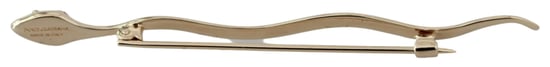 Dolce & Gabbana Gold Brass Snake Röd Kristall Logotypbrosch - Image 2