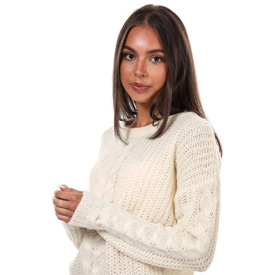 Women's Brave Soul Cable Detail Jumper in Cream - Image 4
