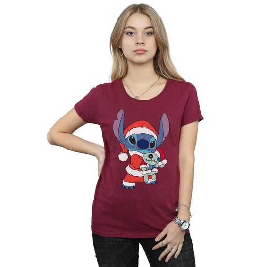 Disney Womens/Ladies Lilo And Stitch Stitch Christmas Cotton T-Shirt (Burgundy)