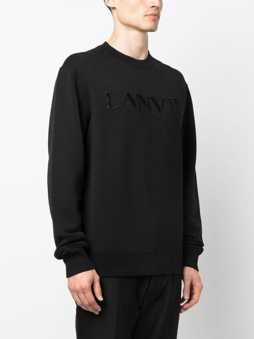 Lanvin Paris Logo Embroidered Sweatshirt in Black - Image 4