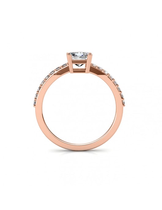 Enkel fyrkantig ring - roséguld och kristall - Image 5
