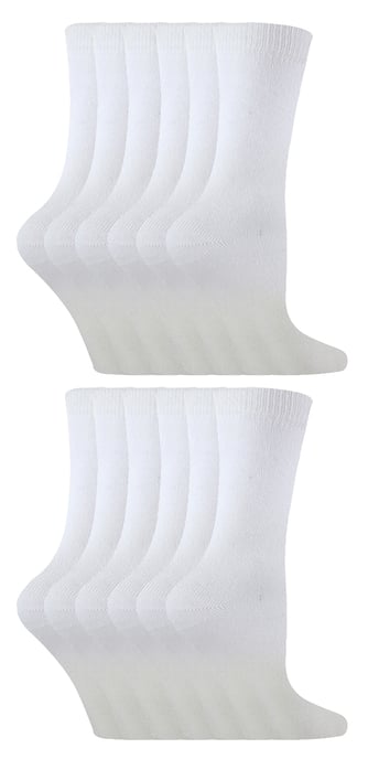 12 Pair Multipack Kids Bamboo Socks | Sock Snob | Childrens Plain Socks | Ideal School Socks for Summer for Girls & Boys - White - Image 1