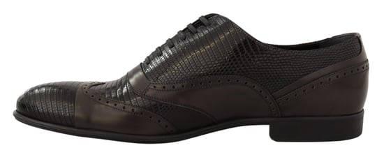 Dolce & Gabbana Brown Lizard Skin Leather Oxford Dress Men's Shoes - Image 4