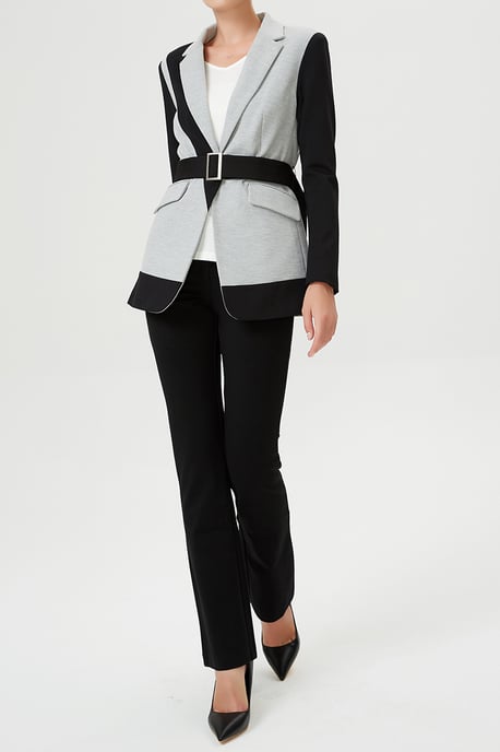 Färgblockad blazer i jersey - Image 5