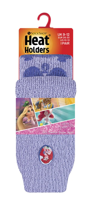 Heat Holders - Childrens Character Non Slip 2.3 TOG Winter Warm Thermal Slipper Socks with Grippers - Little Mermaid - Image 2