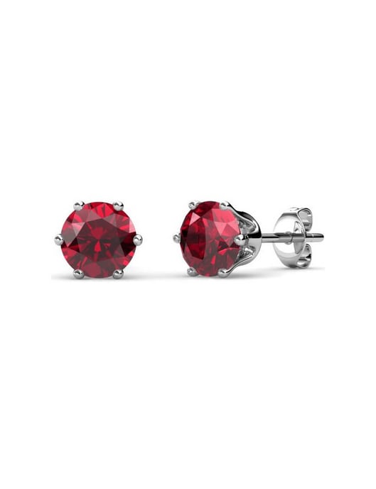 Birth Stone January Earrings - Silver and Red - Image 1