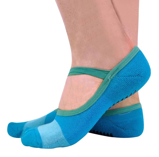 2 Pairs Ladies Non Slip Grip Invisible Pilates Yoga Socks with Straps - Image 1
