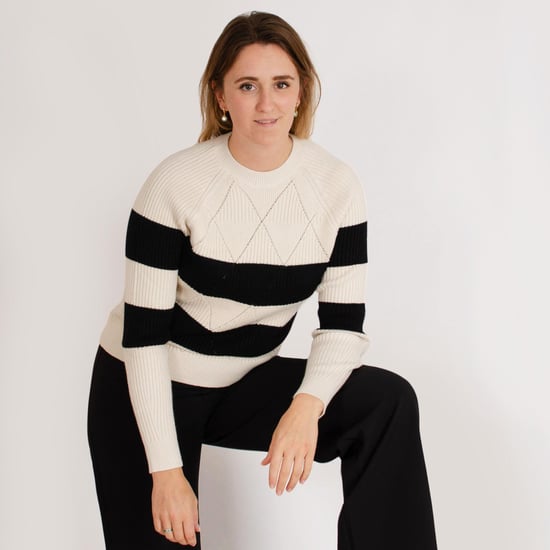 Diamond Detail Striped Crew Neck Jumper
