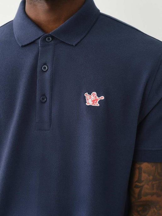 Relaxed Buddha Patch Polo in Blue