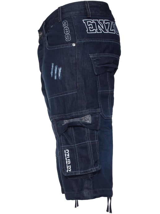 Enzo Heren Cargo Combat Denim Short - Image 3