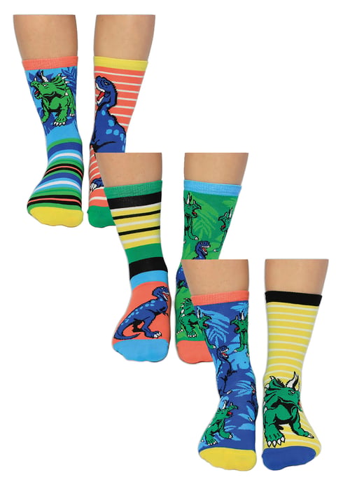 UNITED ODD SOCKS - Boys 6 Pack Dino Eggs Novelty Cotton Odd Socks in Gift Box - Dino Eggs - Image 1