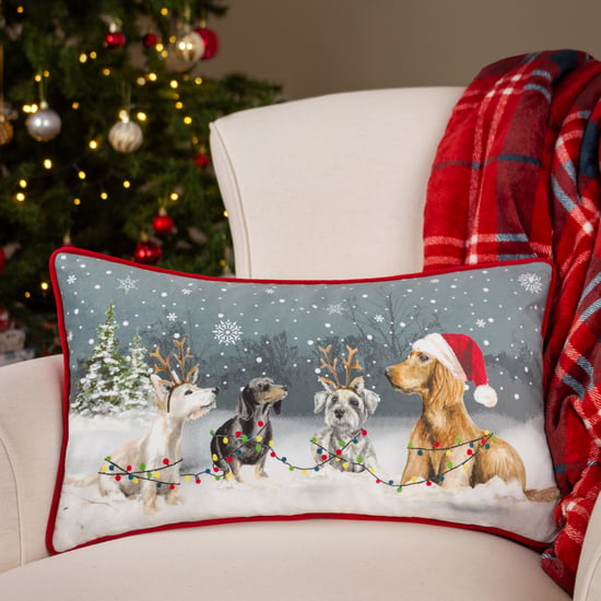Evans Lichfield Christmas Dogs Piped Cushion